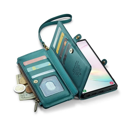 CASEME C36 Series For Samsung Galaxy Note 10 Plus 4G  /  5G Case 10 Card Slots Leather Zipper Phone Cover