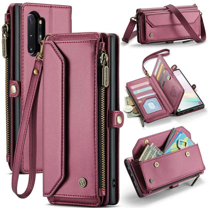 CASEME C36 Series For Samsung Galaxy Note 10 Plus 4G  /  5G Case 10 Card Slots Leather Zipper Phone Cover