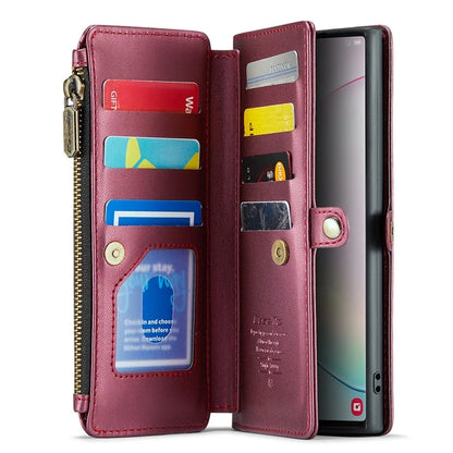 CASEME C36 Series For Samsung Galaxy Note 10 Plus 4G  /  5G Case 10 Card Slots Leather Zipper Phone Cover
