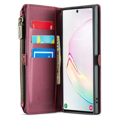 CASEME C36 Series For Samsung Galaxy Note 10 Plus 4G  /  5G Case 10 Card Slots Leather Zipper Phone Cover