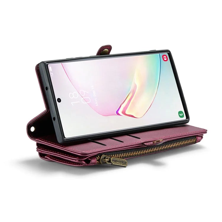 CASEME C36 Series For Samsung Galaxy Note 10 Plus 4G  /  5G Case 10 Card Slots Leather Zipper Phone Cover