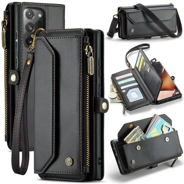 CASEME C36 Series For Samsung Galaxy Note20 Ultra  /  Note20 Ultra 5G Case Leather Phone Bag with Straps