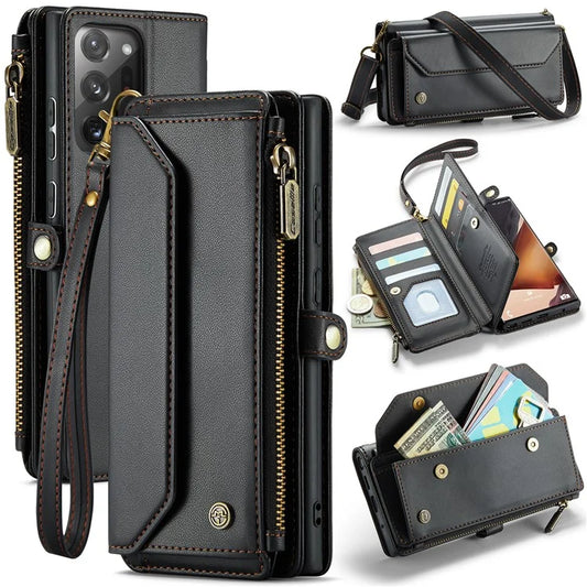 CASEME C36 Series For Samsung Galaxy Note20 Ultra  /  Note20 Ultra 5G Case Leather Phone Bag with Straps