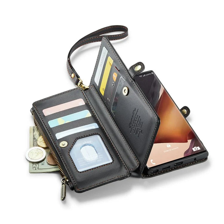 CASEME C36 Series For Samsung Galaxy Note20 Ultra  /  Note20 Ultra 5G Case Leather Phone Bag with Straps