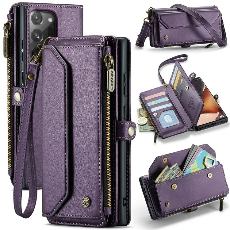 CASEME C36 Series For Samsung Galaxy Note20 Ultra  /  Note20 Ultra 5G Case Leather Phone Bag with Straps
