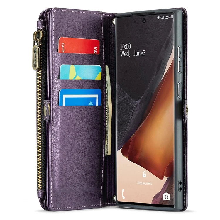 CASEME C36 Series For Samsung Galaxy Note20 Ultra  /  Note20 Ultra 5G Case Leather Phone Bag with Straps