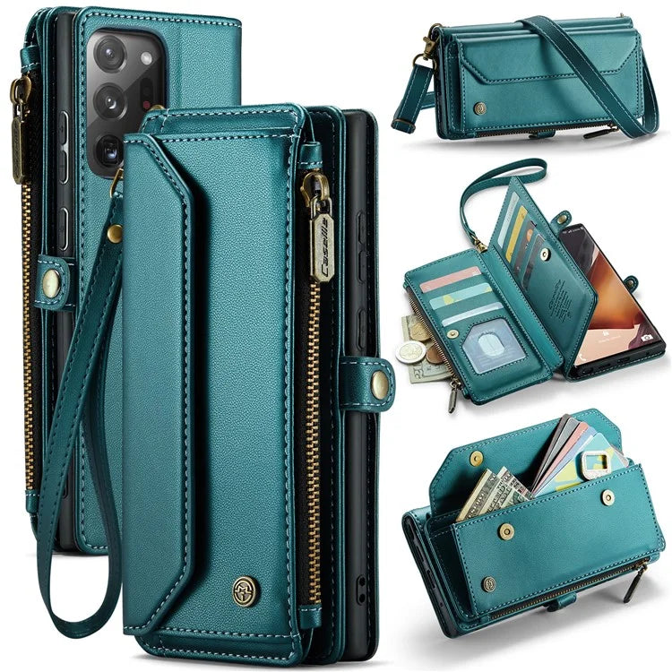 CASEME C36 Series For Samsung Galaxy Note20 Ultra  /  Note20 Ultra 5G Case Leather Phone Bag with Straps