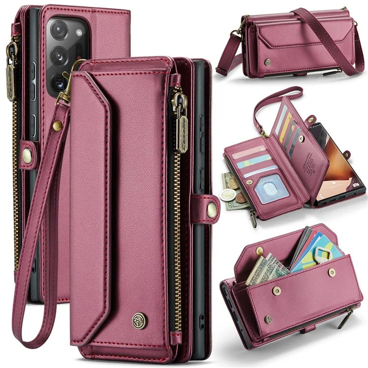 CASEME C36 Series For Samsung Galaxy Note20 Ultra  /  Note20 Ultra 5G Case Leather Phone Bag with Straps