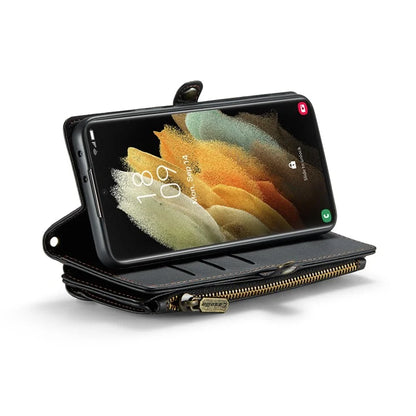 CASEME C36 Series For Samsung Galaxy S21 Ultra 5G Case Leather Phone Bag with 10 Card Slots Pocket