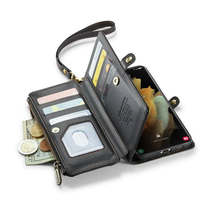 CASEME C36 Series For Samsung Galaxy S21 Ultra 5G Case Leather Phone Bag with 10 Card Slots Pocket
