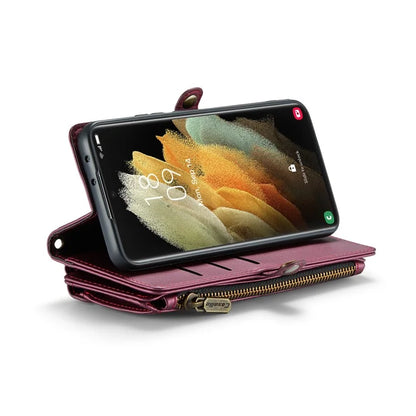 CASEME C36 Series For Samsung Galaxy S21 Ultra 5G Case Leather Phone Bag with 10 Card Slots Pocket