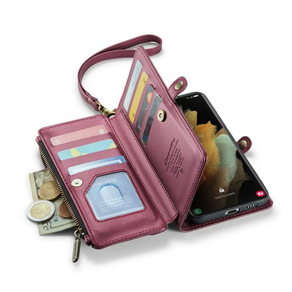 CASEME C36 Series For Samsung Galaxy S21 Ultra 5G Case Leather Phone Bag with 10 Card Slots Pocket