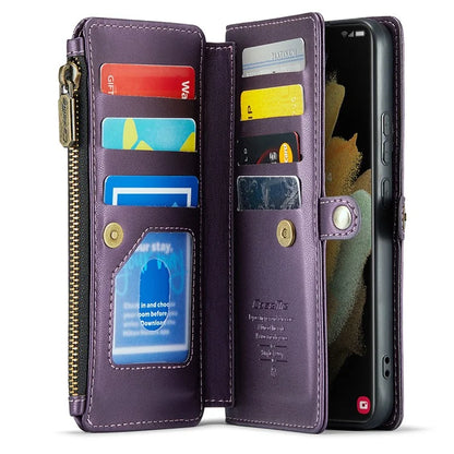CASEME C36 Series For Samsung Galaxy S21 Ultra 5G Case Leather Phone Bag with 10 Card Slots Pocket