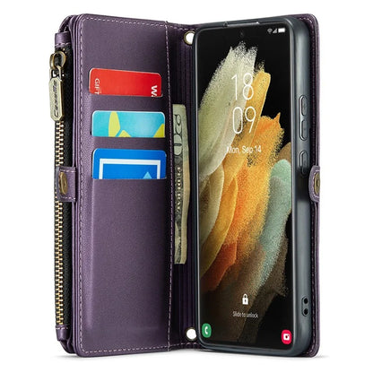 CASEME C36 Series For Samsung Galaxy S21 Ultra 5G Case Leather Phone Bag with 10 Card Slots Pocket