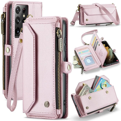CASEME C36 Series For Samsung Galaxy S21 Ultra 5G Case Leather Phone Bag with 10 Card Slots Pocket