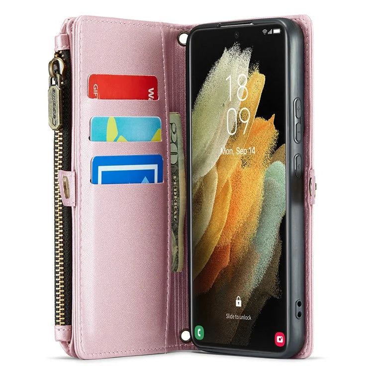 CASEME C36 Series For Samsung Galaxy S21 Ultra 5G Case Leather Phone Bag with 10 Card Slots Pocket