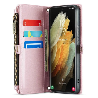 CASEME C36 Series For Samsung Galaxy S21 Ultra 5G Case Leather Phone Bag with 10 Card Slots Pocket