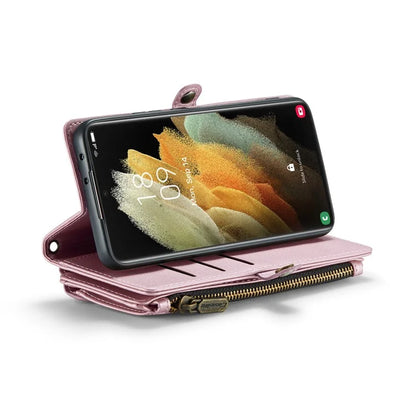 CASEME C36 Series For Samsung Galaxy S21 Ultra 5G Case Leather Phone Bag with 10 Card Slots Pocket