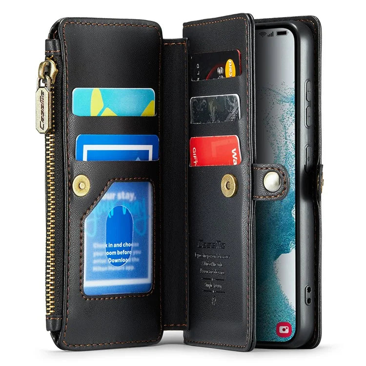 CASEME C36 Series For Samsung Galaxy S22 5G Case Crossbody Leather Phone Bag with 7 Card Slots