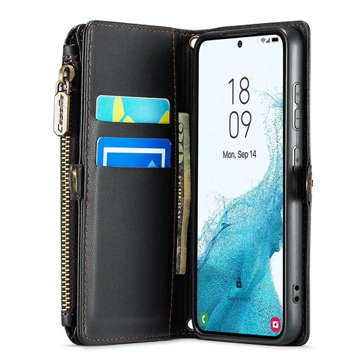 CASEME C36 Series For Samsung Galaxy S22 5G Case Crossbody Leather Phone Bag with 7 Card Slots