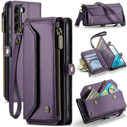 CASEME C36 Series For Samsung Galaxy S22 5G Case Crossbody Leather Phone Bag with 7 Card Slots