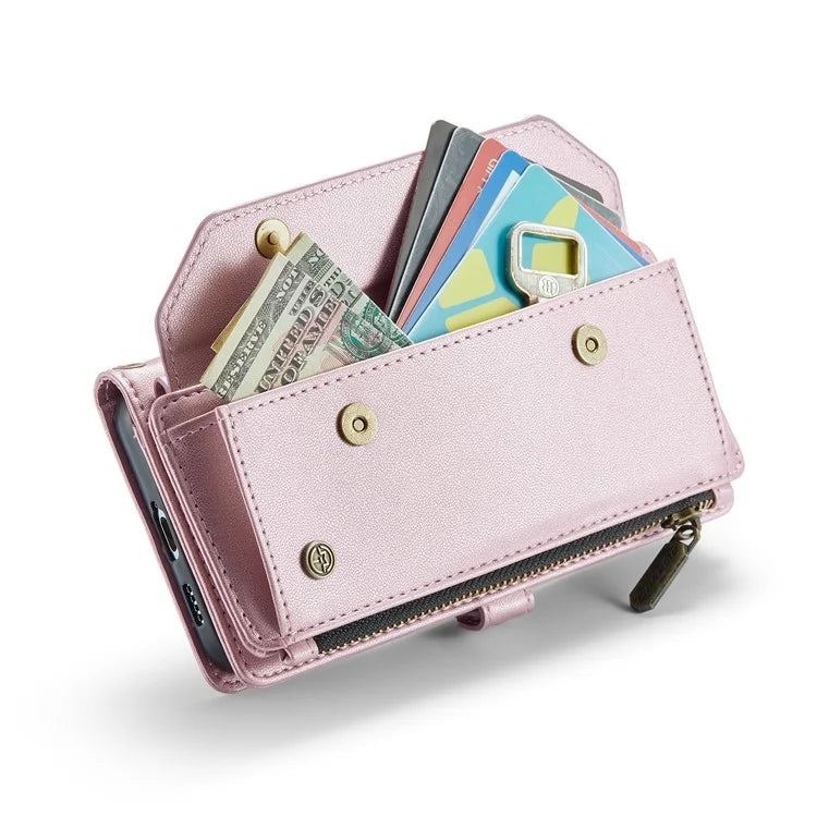 CASEME C36 Series For Samsung Galaxy S22 5G Case Crossbody Leather Phone Bag with 7 Card Slots