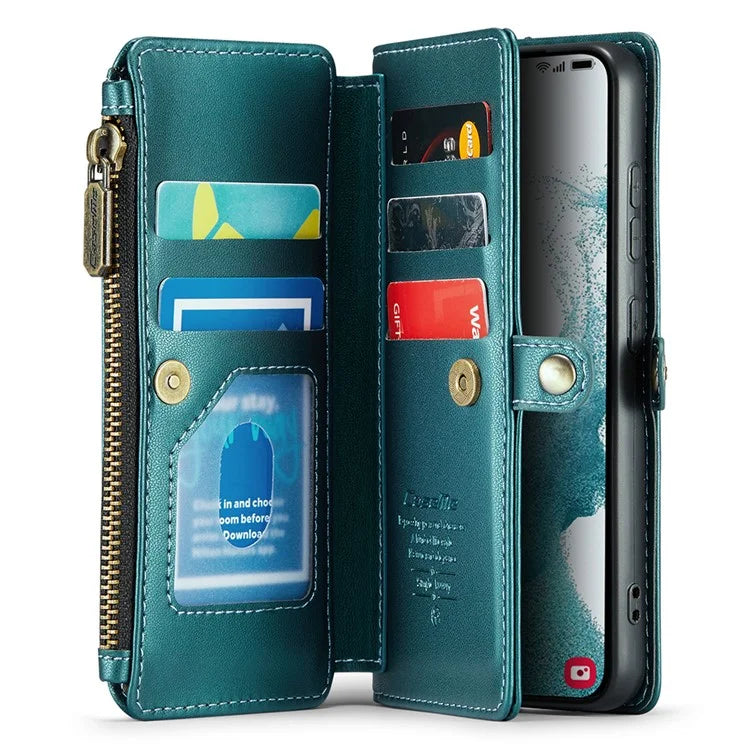 CASEME C36 Series For Samsung Galaxy S22 5G Case Crossbody Leather Phone Bag with 7 Card Slots