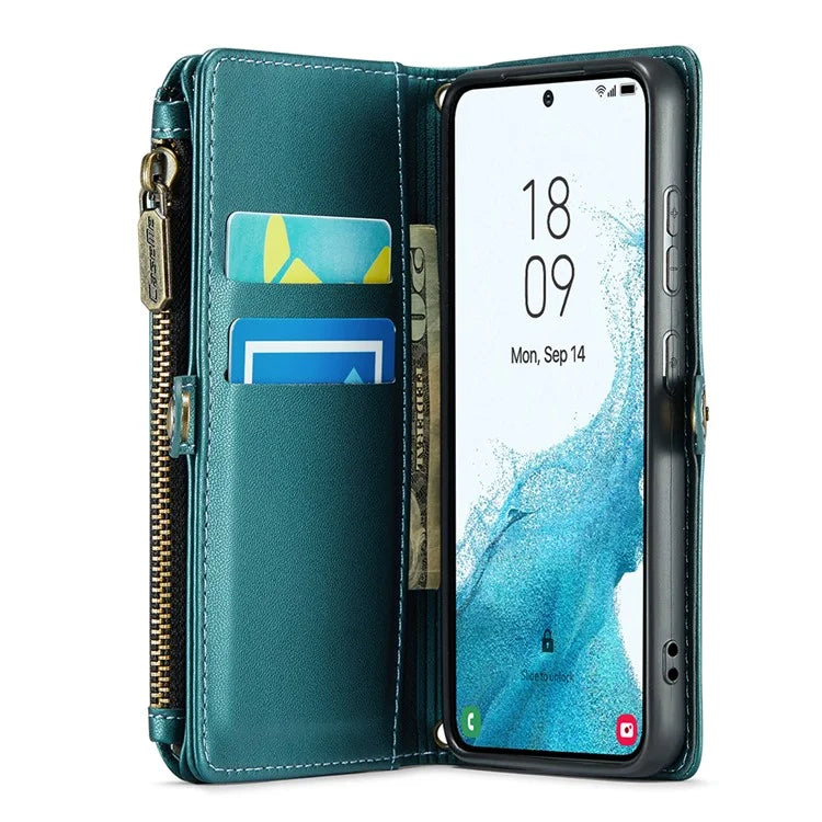 CASEME C36 Series For Samsung Galaxy S22 5G Case Crossbody Leather Phone Bag with 7 Card Slots