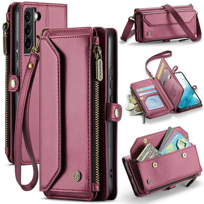 CASEME C36 Series For Samsung Galaxy S22 5G Case Crossbody Leather Phone Bag with 7 Card Slots