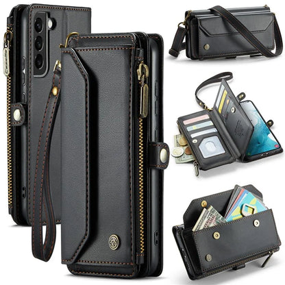 CASEME C36 Series For Samsung Galaxy S22+ 5G Case 10 Card Slots Zipper Leather Phone Bag