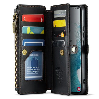 CASEME C36 Series For Samsung Galaxy S22+ 5G Case 10 Card Slots Zipper Leather Phone Bag