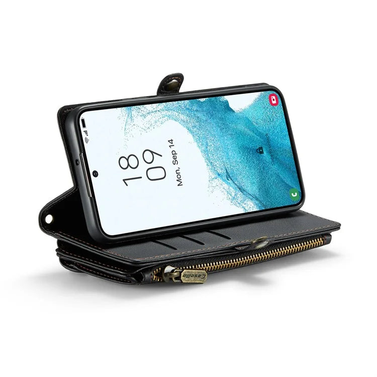 CASEME C36 Series For Samsung Galaxy S22+ 5G Case 10 Card Slots Zipper Leather Phone Bag