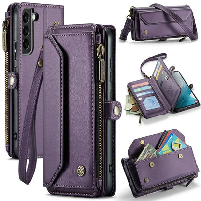 CASEME C36 Series For Samsung Galaxy S22+ 5G Case 10 Card Slots Zipper Leather Phone Bag