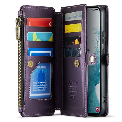 CASEME C36 Series For Samsung Galaxy S22+ 5G Case 10 Card Slots Zipper Leather Phone Bag