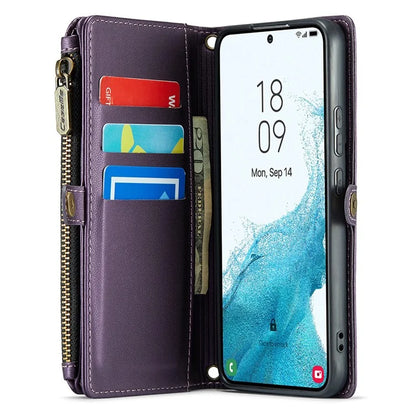 CASEME C36 Series For Samsung Galaxy S22+ 5G Case 10 Card Slots Zipper Leather Phone Bag