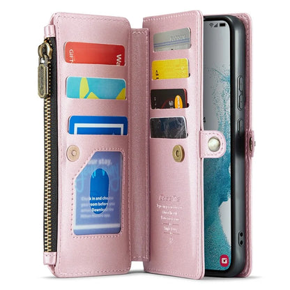 CASEME C36 Series For Samsung Galaxy S22+ 5G Case 10 Card Slots Zipper Leather Phone Bag
