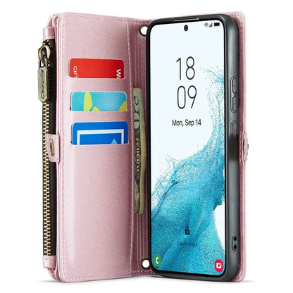 CASEME C36 Series For Samsung Galaxy S22+ 5G Case 10 Card Slots Zipper Leather Phone Bag