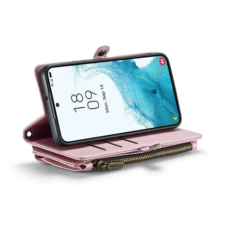 CASEME C36 Series For Samsung Galaxy S22+ 5G Case 10 Card Slots Zipper Leather Phone Bag