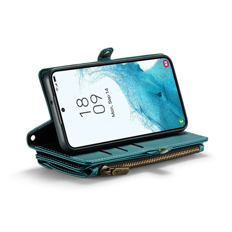 CASEME C36 Series For Samsung Galaxy S22+ 5G Case 10 Card Slots Zipper Leather Phone Bag
