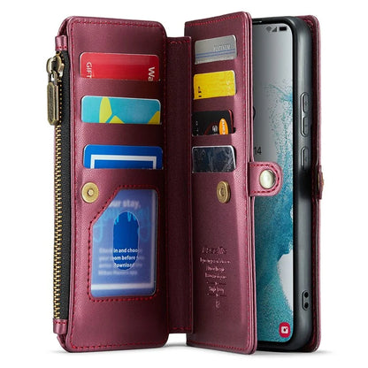 CASEME C36 Series For Samsung Galaxy S22+ 5G Case 10 Card Slots Zipper Leather Phone Bag