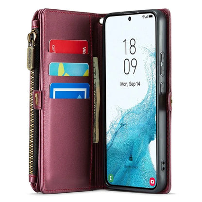 CASEME C36 Series For Samsung Galaxy S22+ 5G Case 10 Card Slots Zipper Leather Phone Bag