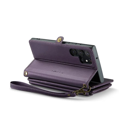 CASEME C36 Series For Samsung Galaxy S22 Ultra 5G Case Leather Phone Bag with Zipper Pocket