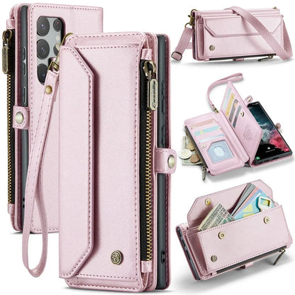 CASEME C36 Series For Samsung Galaxy S22 Ultra 5G Case Leather Phone Bag with Zipper Pocket