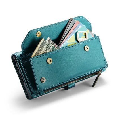 CASEME C36 Series For Samsung Galaxy S22 Ultra 5G Case Leather Phone Bag with Zipper Pocket