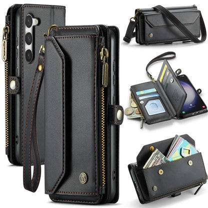 CASEME C36 Series For Samsung Galaxy S23 Case Zipper Leather Phone Cover with 7 Card Slots