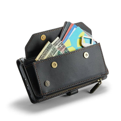 CASEME C36 Series For Samsung Galaxy S23 Case Zipper Leather Phone Cover with 7 Card Slots