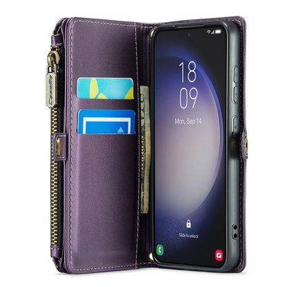 CASEME C36 Series For Samsung Galaxy S23 Case Zipper Leather Phone Cover with 7 Card Slots