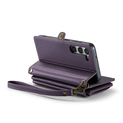 CASEME C36 Series For Samsung Galaxy S23 Case Zipper Leather Phone Cover with 7 Card Slots