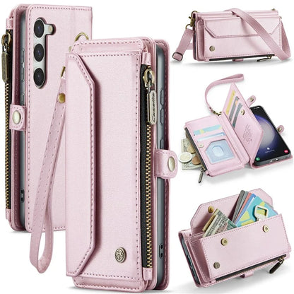 CASEME C36 Series For Samsung Galaxy S23 Case Zipper Leather Phone Cover with 7 Card Slots