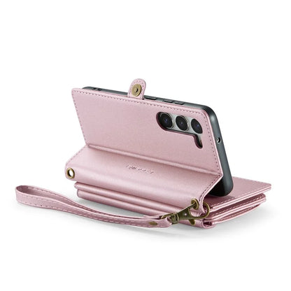 CASEME C36 Series For Samsung Galaxy S23 Case Zipper Leather Phone Cover with 7 Card Slots